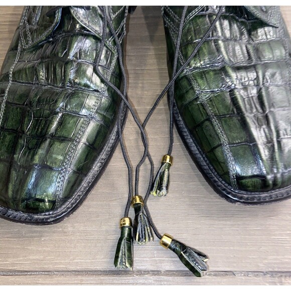 Marco Vicci NICHOLS Croc Embossed Tassel Dress Shoes Dark Green Vintage Size 11M main image 14
